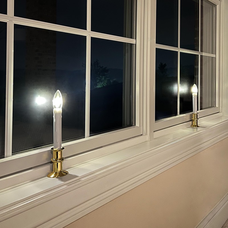 612 Vermont Ultra-Bright LED Window Candles with Timer, Battery Operated,