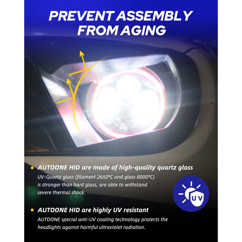 AUTOONE D3S Xenon HID Headlight Bulb, 6000K 35W High Low