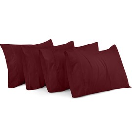Utopia Bedding Standard Pillow Cases - 4 Pack - Envelope Closure - Soft Brushed Microfiber Fabric - Shrinkage and Fade Resistant Pillow Covers Standard Size 20 X 26 Inches (Standard, Burgundy)