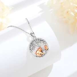 INFUSEU Mom Necklace for Women Mommy and Me Gift Poison Tree of Life Pendant Mother Daughter Grandma Granddaughter Grandmother Jewelry Mama Bear 1 Cub Sterling Silver Cute Animal Push Presents