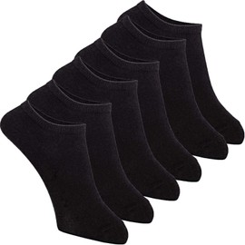 Nithra Men's Solid Color Socks, Set of 6, Cotton Blend, 9.4 - 10.6 inches (24 - 27 cm), Ankle Length Black 6 Pairs