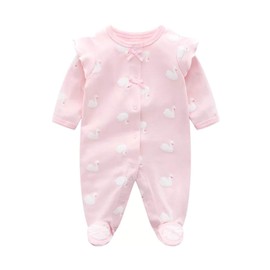 Toddler Girl's Cotton Clothing Set Perfect Layette Pram Romper Play Suit for 9-12 Month Toddler Ruffles Swan