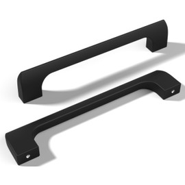 monti hardware | 1 Pack Flat Black 5 Inch Hole Center | Solid Metal Cabinet Handles Bathroom Home Decor Drawer Pulls | Stainless Metal Kitchen Cabinet Handles | Etna Collection