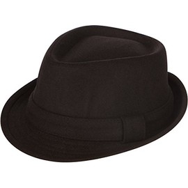 Sakkas EHA5033FM Unisex Structured Wool Fedora Winter Hat (3 Colors) - Black/L/XL