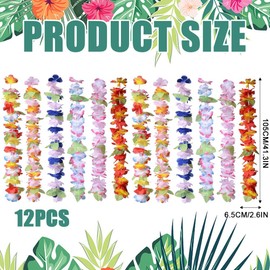 Homiliky Hawaiian Leis Garland Necklace,12PCS Hawaiian Leis Flower for Kids or Adults Luau Party Supplies,Tropical Luau Flower Lei Silk for Summer Theme Dress Party Favor and Hula Hawaiian Dance