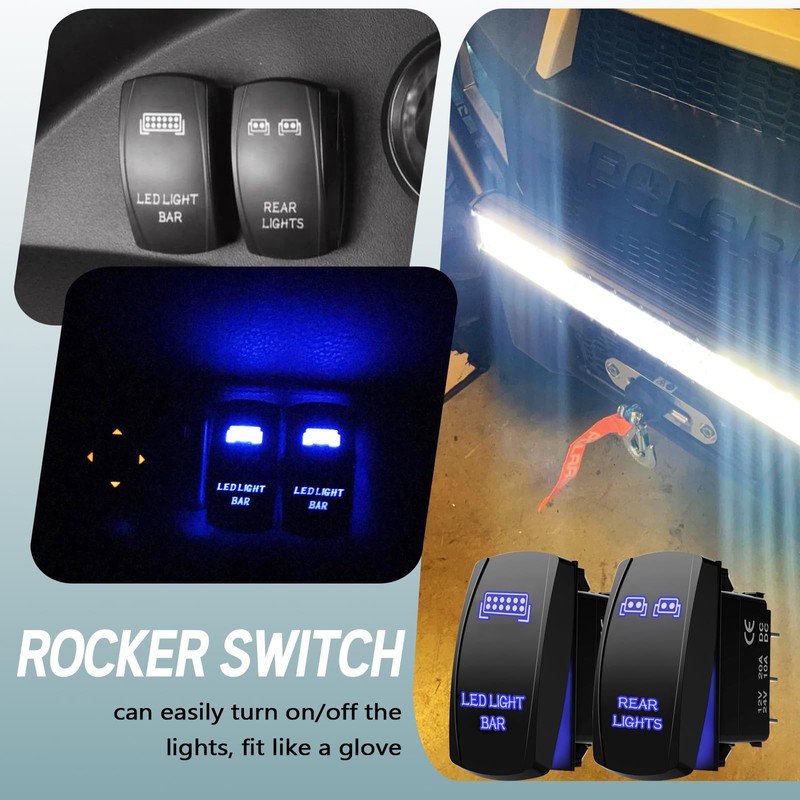 Xislet LED Light Bar & Rear Light Rocker Switches 5Pin