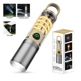 Rechargeable LED Flashlight with 360° Camping Lantern – Super Bright, Long Range Flashlight for Camping, Hiking, Emergencies, Outdoor Adventures, Home & Daily Use