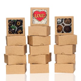 ROSPAKTEK 50 Pack 3¼x3¼x2½ Inches Bakery Boxes Cookies Boxes Mini Bundt Cake Boxes Pie Boxes Cinnamon Roll Treat Boxes Chocolate Truffle Boxes Party Wedding Favor