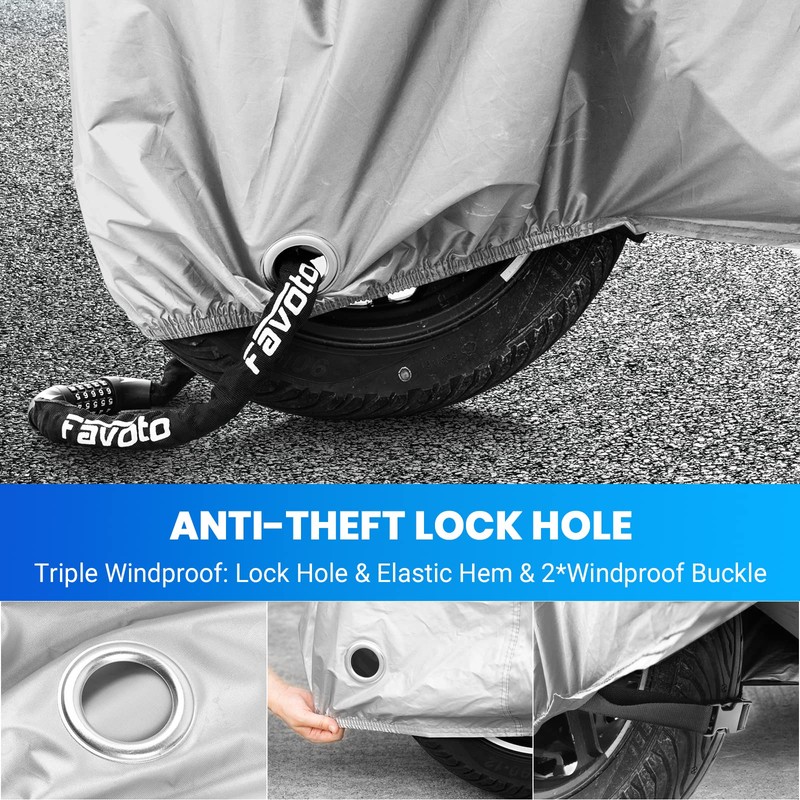 Favoto Motorcycle Cover Waterproof Outoor - Universal Heavy Duty Oxford