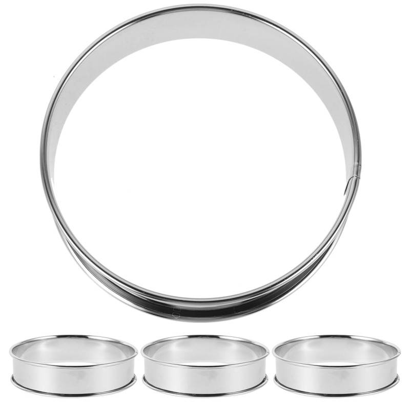 BESTOYARD 4Pcs Stainless Steel Pancake Rings - 10Cm Double Rolled