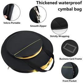 MAYQMAY Professional 20-22Inch Padded Cymbal Bag/Cases 600D Waterproof Oxford Cloth with 17in Pocket, Black