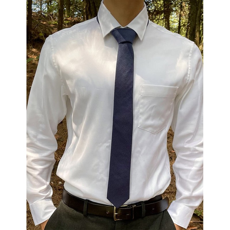 Kebocis Corbata de algodón de color sólido para hombre, Azul