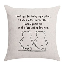 AOCASO Brother Sister Gifts, Throw Pillow Cover for Him - Brother Birthday Gift (Thank You Bro)