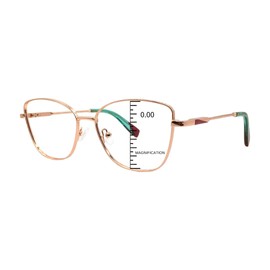 ProEyes Mia, Progressive Blue Light Blocking Readers, 0 Strength on Top Lens, Spring Hinge, Lightweight, Durable (Rose Gold, 1.5, multiplier_x)