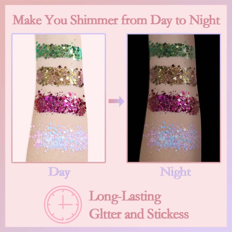 Allstarry Holographic Chunky Body Glitter 4 Colors Cosmetic Face Glitter