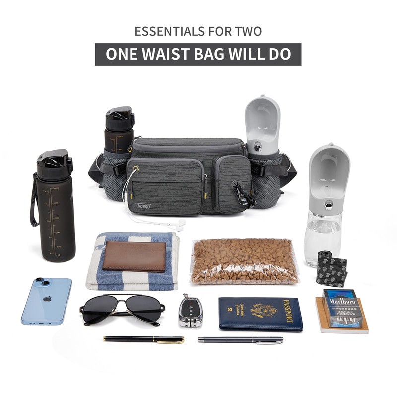 TUDEQU Hand Free Dog Leash with Waist Pack