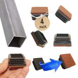 2” (50.48 mm) Square Plastic Hole Plugs with Felt Pad, End Caps for Metal Tubing, Inserts, Hardware Plugs, Furniture Feet Protectors Slide Smoothly Glide No Scratches No Noise Protect Hardwood Floors