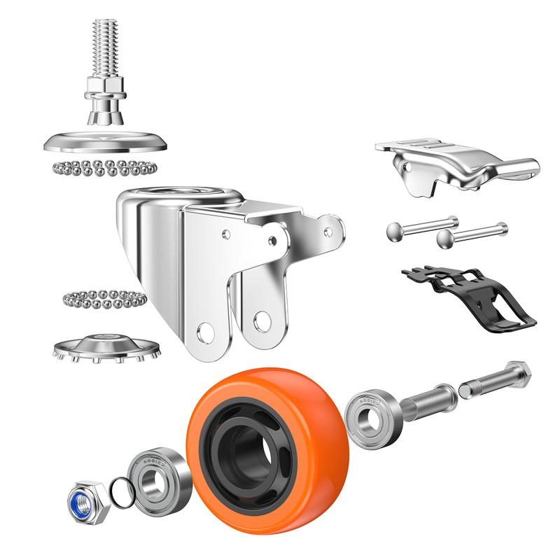 Heavy Duty Stem Caster Wheels M10-1.5X25mm Dual Locking No Noise