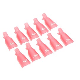 AOBILE(TM) Pink Plastic 10Pcs Reusable Salon DIY Nail Art Tool Acrylic UV Gel Polish Remover Soaker Cleaner Cap Wrap Nail Polish Remover