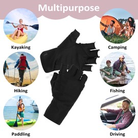 CIATBYYJ 3 Pairs UV Protection Gloves, Summer Fingerless Sun Protection Gloves, Half Finger Touchscreen Gloves for Women Girls UV Gloves for Nail Lamp for Driving, Outdoor, Sport (Black, White, Gray)