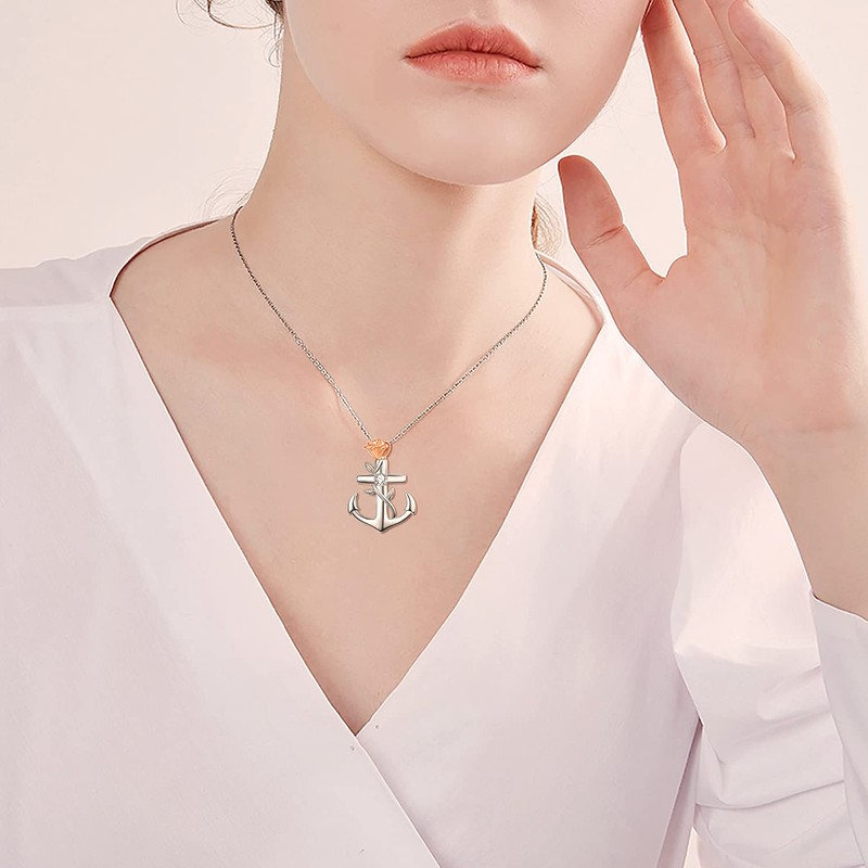 KINGWHYTE 925 Sterling Silver Anchor Urn Necklaces for Ashes
