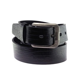 NYFASHION101 Men's Casual Genuine Leather Embossed Faux Croc Skin Belt, Black, X-Large
