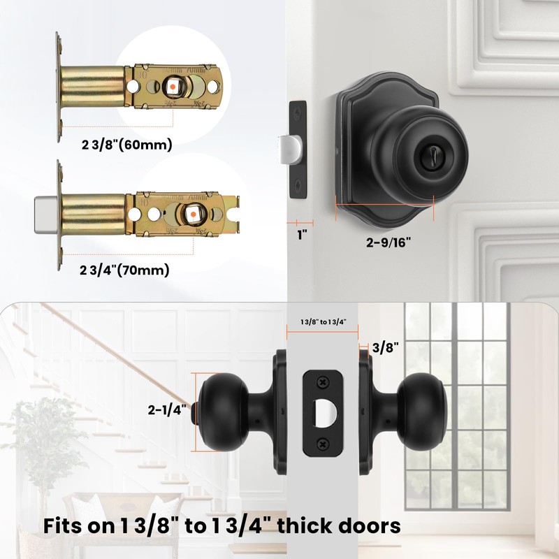 Haidms Black Door Knobs Interior, Privacy Interior Door knobs, Matte