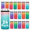 24 Pack Insulated Slim Can Cooler Sleeves, Sublimation Neoprene Iced