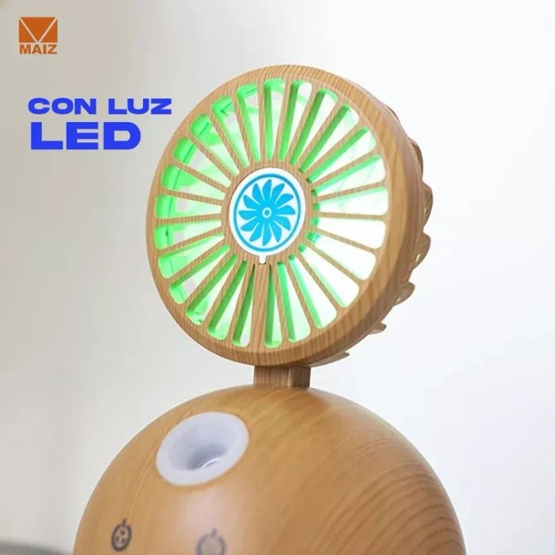 Maíz 3pzs Humidificador Difusor Ventilador Aromaterapia Luz Led