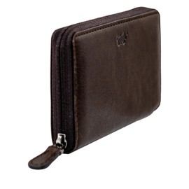 BRAUN BÜFFEL - Arezzo Men's RFID Zip Card Case - 9 Card Slots Made of Genuine Cowhide Leather Simple Design - Elegant Brown, brown, Modern