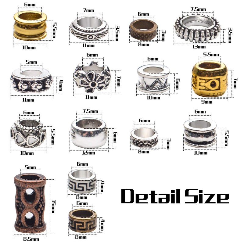 30 Pieces Tibetan Style Metal Beads Dreadlock Beads Large Hole