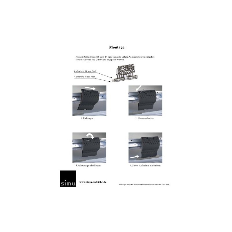 Anti-slip protection, fixed shaft connector, 3-link for roller shutters (burglary