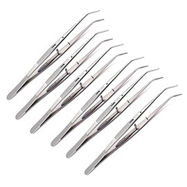 AAProTools 6 Pcs 6" College Cotton Tweezer Plier (Curved) with Lock Surgi Dental Instrument
