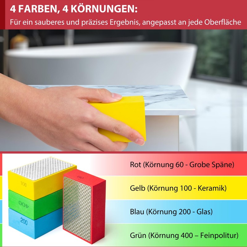 Glass Grinding x 4 Pieces Tile Grinding 60/100/200/400 Diamond Sanding