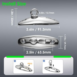 Necmetu 2 Pcs Quick Release Fender Hangers Marine Fender Holder 316 Stainless Steel Fender Hanger Set,Pontoon Rail Fender Hanger Boat Rail Fender Hangers,Bimini Top Deck Hinge,Swivel Side Mount Hinge