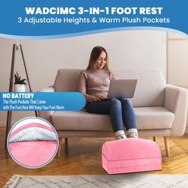 WADCIMC Foot Rest for Under Desk at Work, Warmer Feet Pocket Footrest,Foot Stool with Washable Cover,Comfortable Footrest with 3 Adjustable Heights, for Office Gaming Chair, for Leg Support, XL(18IN)