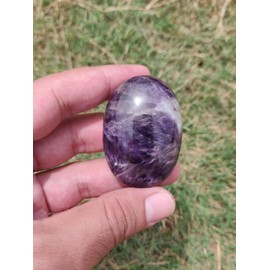 Stone City Amethyst Palmstone Crystal, Healing Stone, Meditation Crystal, Natural Stone (1.76 OZ / 50 Gm) (2.08 OZ / 59 Gm)