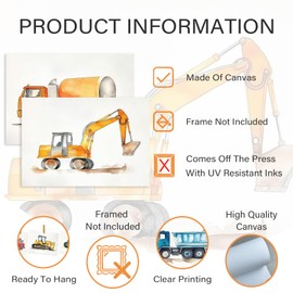 Aroutde 9Pcs Nursery Room Construction Car Wall Decor, Cartoon Transportation Vehicle Pictures Funny Truck Posters for Boys Toddler Bedroom Decoration (8x10 Inch, Unframed)