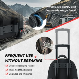 MELOTOUGH 35 Pockets Rolling Tool Bag Wheeled Heavy Duty Rolling Tote Bag with Telescoping Handle,Electrician Tool Bag with Wheels for Men HVAC, Tradesmen(Black)