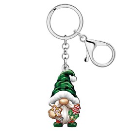 HUAGEO Christmas Acrylic Santa Dwarf Gnome Keychains Bags Keyring Charms Gifts For Women Wallet Car Keys Jewellery Accessories (Green)
