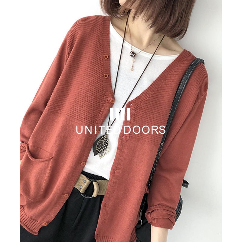 Doors Women's Knit Cardigan Short, Casual, V-Neck, Overlay, Layered, Autumn,