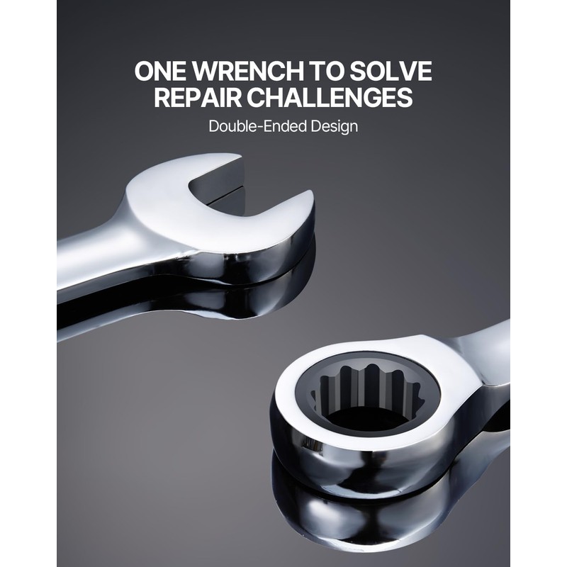 VEVOR Combination Wrench Set, 16-Piece Ratcheting Wrench Set with Organizer
