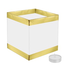 FuHigh 40Pack Paper Floating Water Lanterns,Gold+White Square Memorial Candle Lantern,Table Lanterns Decorative Outdoor for Weeding,Lawn,Pool ,Wishing (40Pack Paper Lanterns with Candles)