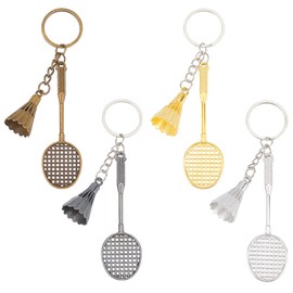 UNICRAFTALE 4 Key Chains, Key Ring, Charm, Badminton Racket, Alloy Charm, Key Charm, Cute, Women's, Men's, Metal Charm, Hanging Keyring, Key Ring Accessory, Bag Decoration, Accessory Parts, Crafts,