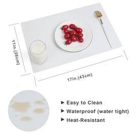 Jsenvpon Plastic White Placemats Set of 4 Easy Clean Washable Table Mats for Indoor Outdoor Heat Resistant Placemat Rectangular Wipeable Place mats (4, White)