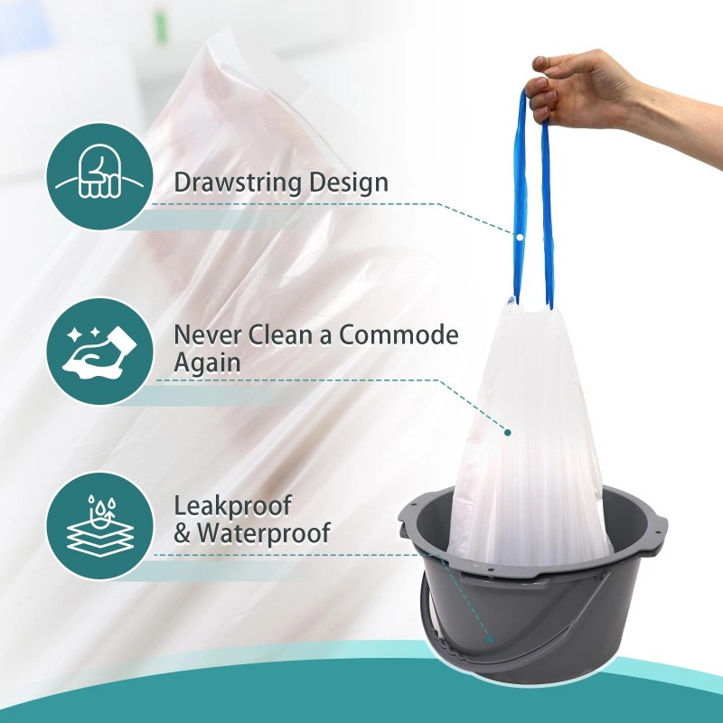 Seaside Brother Commode Liners with Absorbent Pads, 100 PCS Bedside