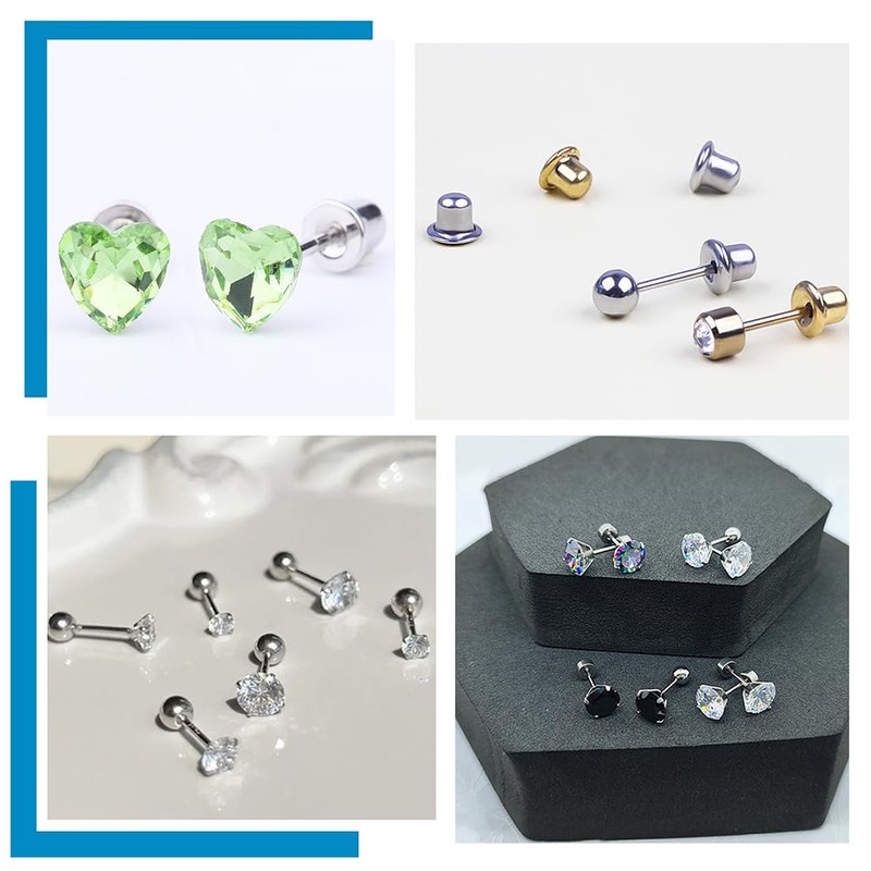 Beebeecraft 1 Box 50Pcs Screwback Earring Backs 316L Stainless Steel