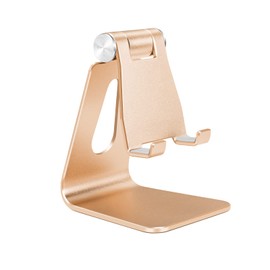 Bidponds Phone Stand,Adjustable Cell Phone Stand for Desk,Aluminum Alloy Cell Phone Cradle Cell Phone Holder for Desk, Gold