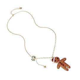 Betsey Johnson womens Gingerbread Pendant Long Necklace,Brown,373164GLD200