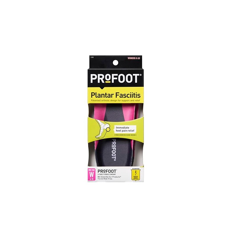 PROFOOT Plantar Fasciitis Orthotics, Women's 6-10, 1 Pair